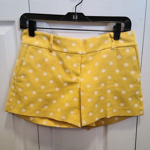 Ann Taylor Yellow White Poka Dots Shorts